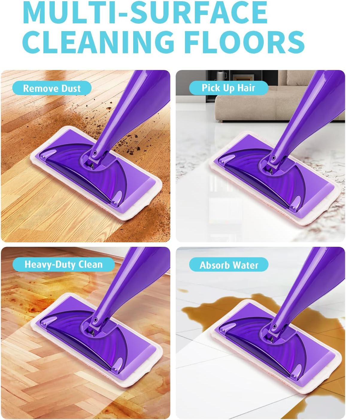 Power Scrubbing Reusable Mop Pads for Swiffer Wet Jet Mops 6 Pack