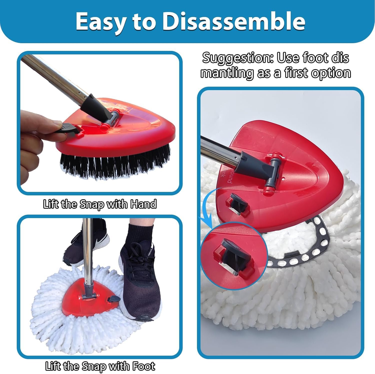 4-Pack Mop Replacement Heads for O Cedar EasyWring 1 Tank