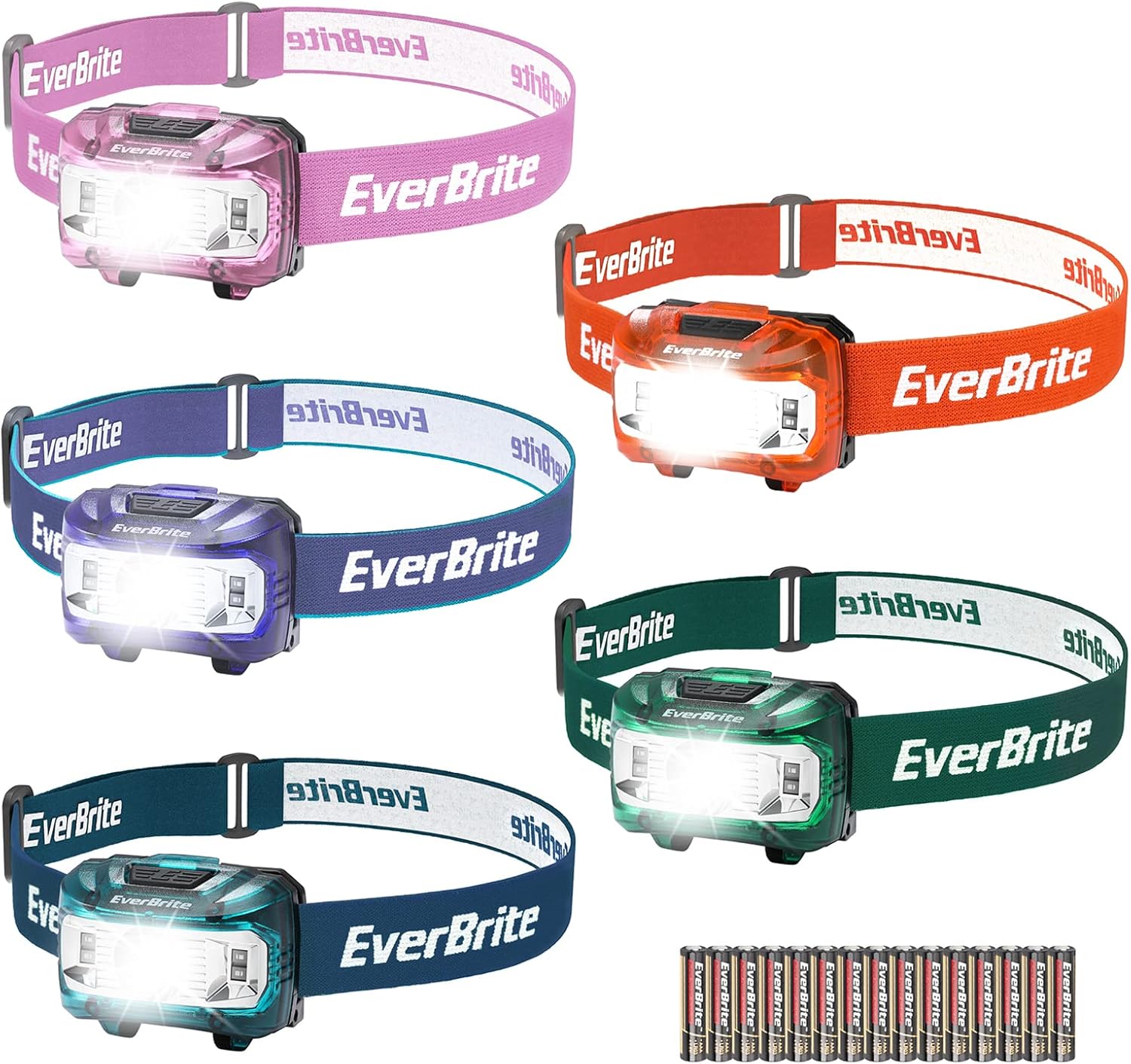 EverBrite 5-Piece Headlamp Set - Red Memory Function with Child-Friendly Design