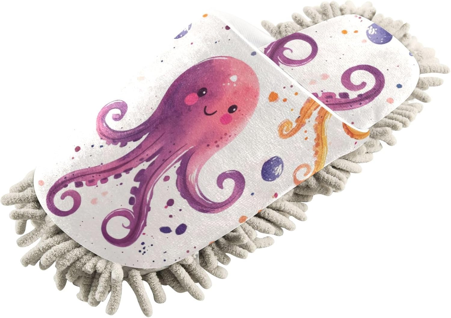 Bright Fun Cozy Cartoon Octopuses - Microfiber Slips for Mop Floors