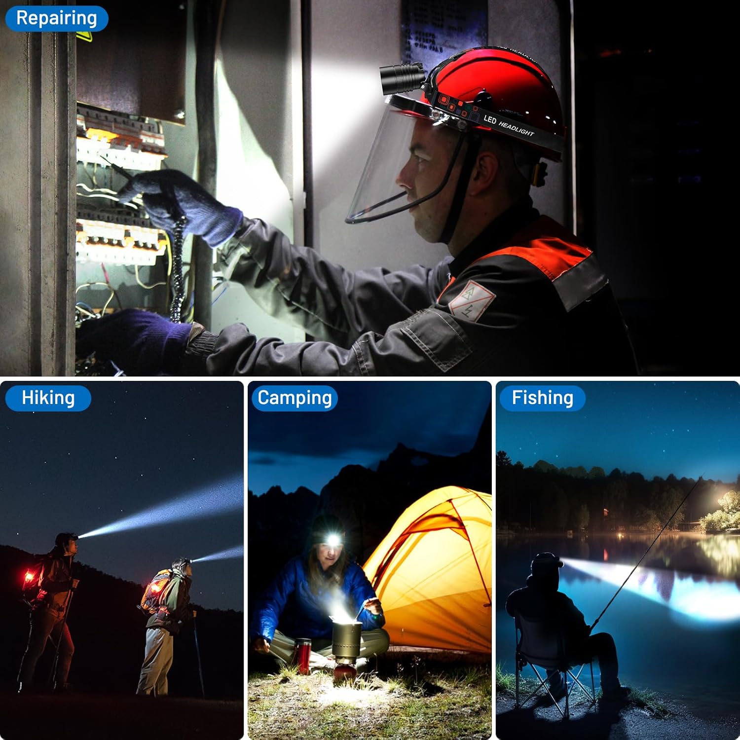 Durable Rechargeable Headlamp for Camping