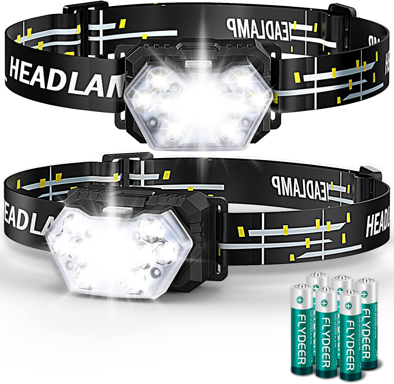Eirnvop 9-LED 2000 Lumen 2-Pack Headlamp Waterproof 20HR 6 Modes