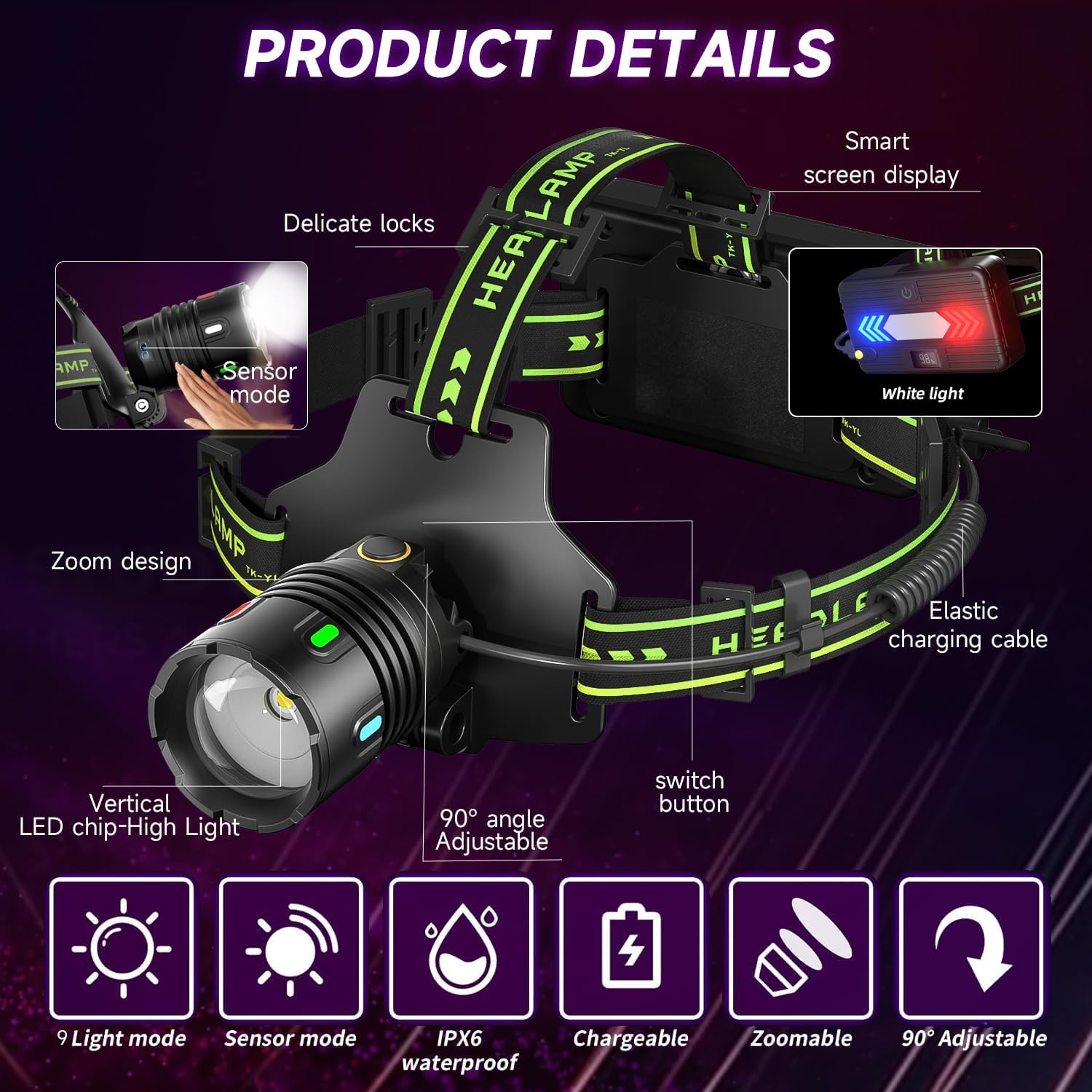 160000LM Super Bright Headlamp