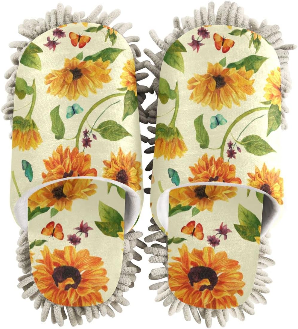 Eco-Friendly Sunflowers Butterflies Floor Slippers for Easy Cleaning Comfort