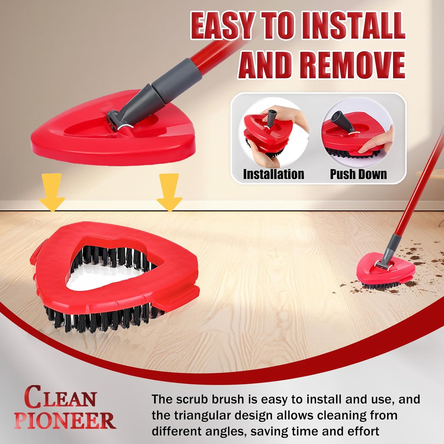 2-Piece Spin Scrub Brush for Tiles Easy to Clean and Durable