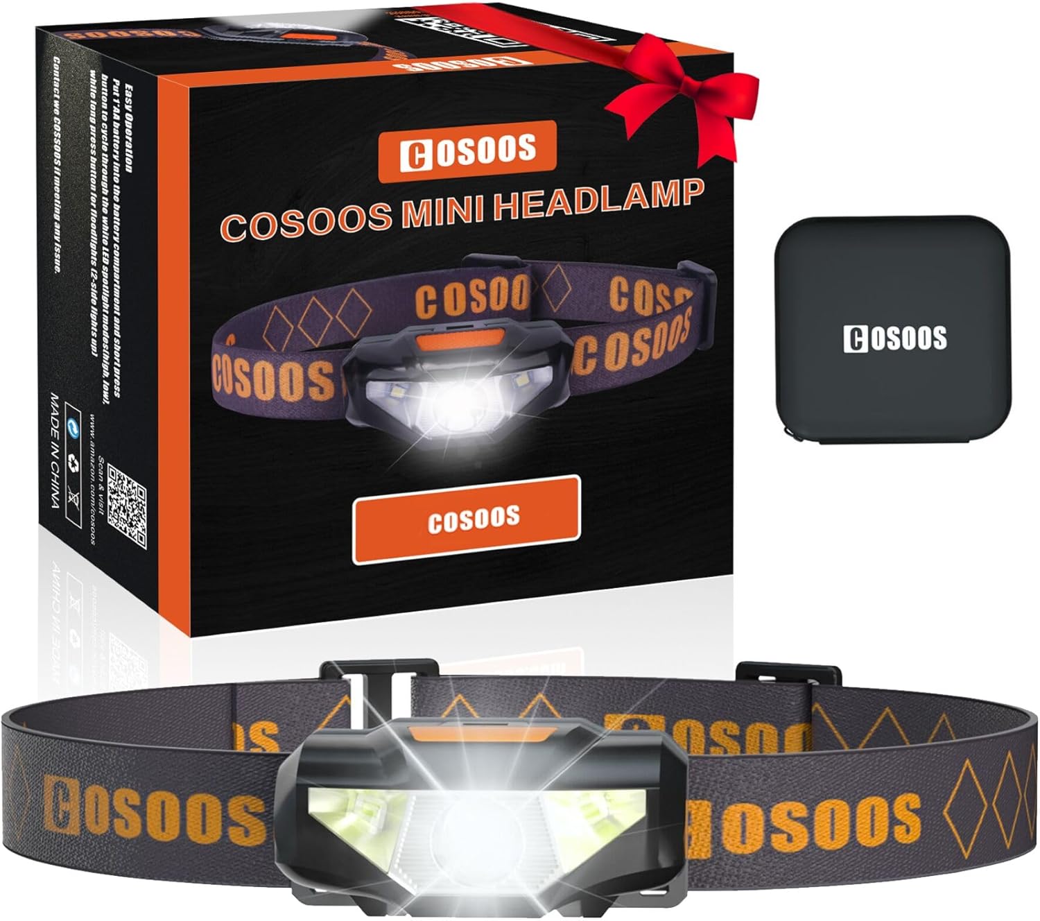 COSOOS Mini LED Headlamp Fast Bright and Ergonomic