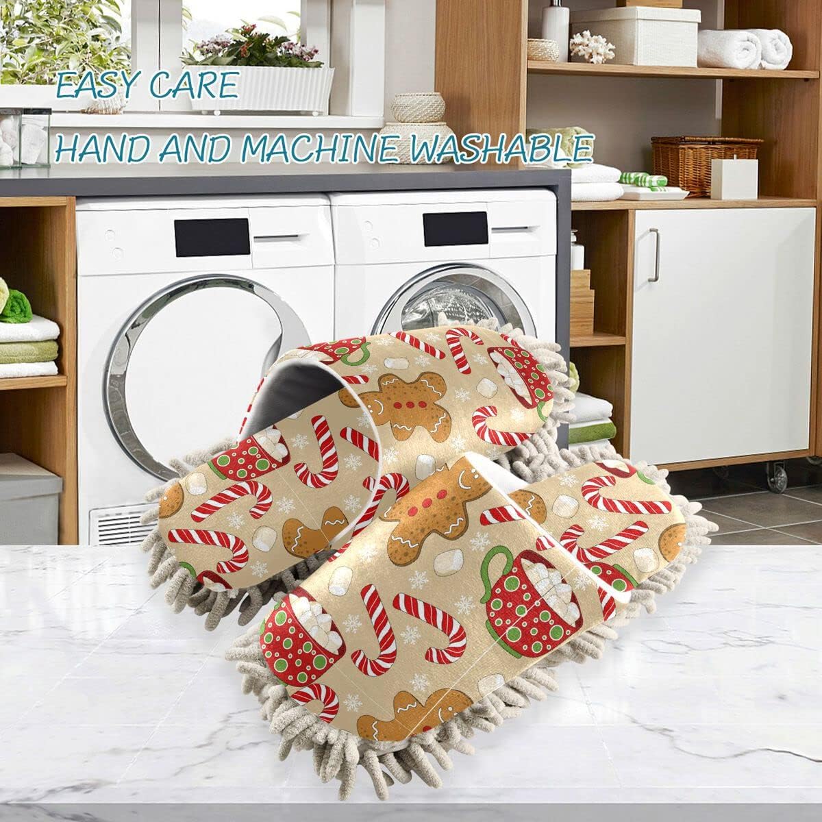 Christmas Ginger Man Mop Slippers Ergonomic Machine Washable
