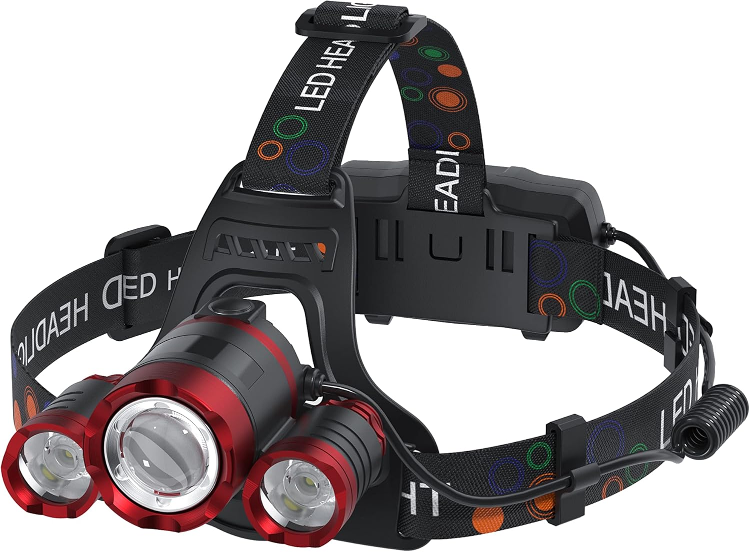 3-Lamp Red Headlamp for Adults