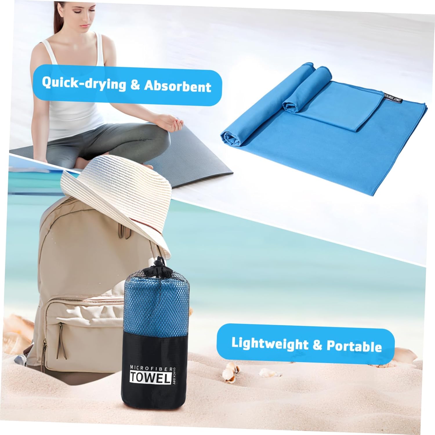 Balacoo Quick Drying Beach Towels Large Lightweight Absorbent Towel Set - Beach Haven