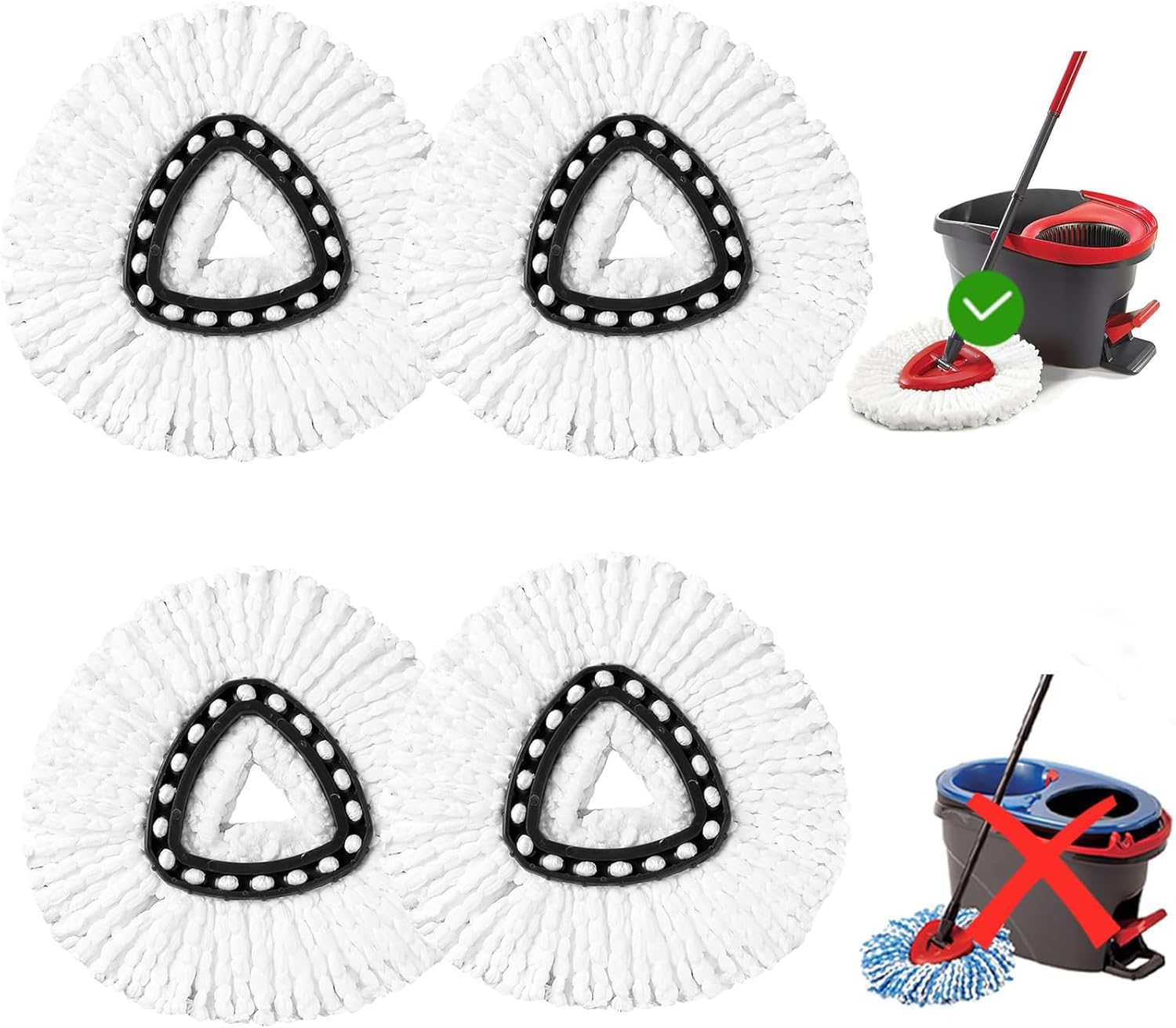 EPSUNORISE 4-Pack Mop Heads Compatible with Triangle Spin Mops