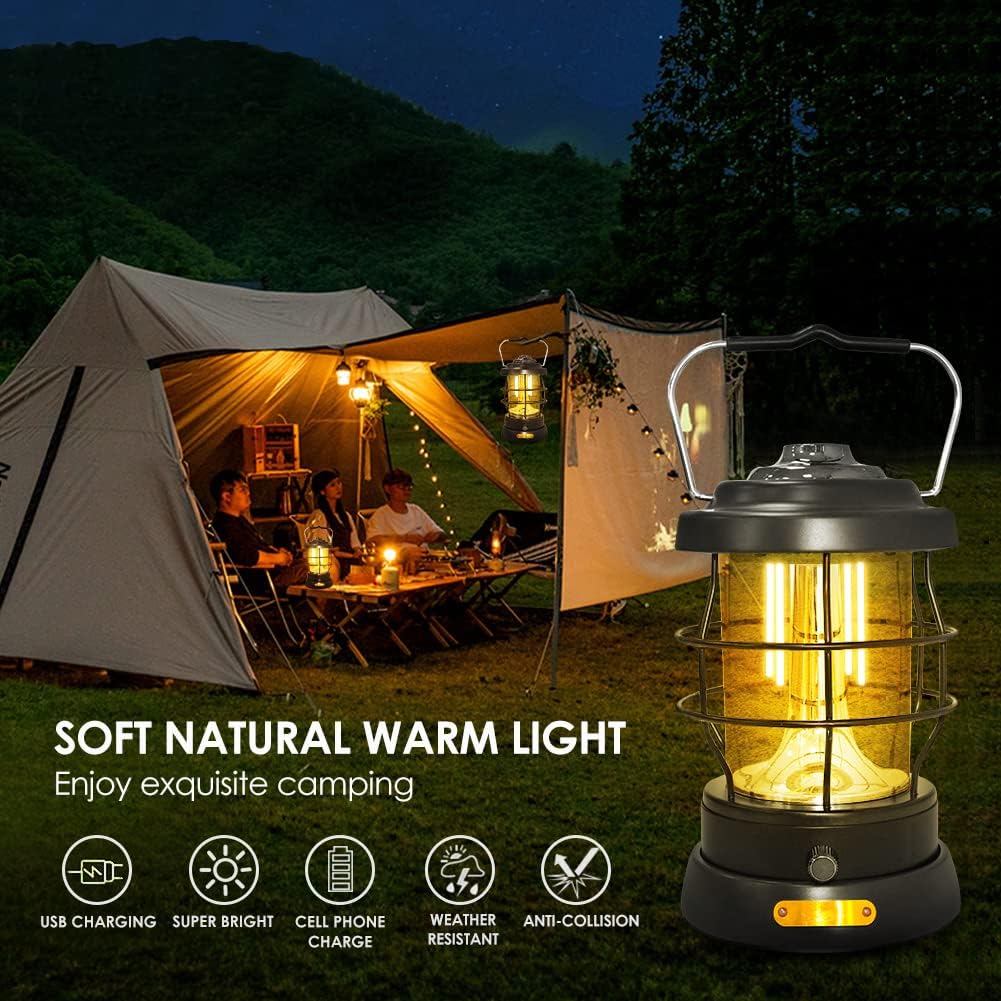 UniqueFire Rechargeable Emergency Camp Lantern 1500LM Dimmable LED Lantern Waterproof High Brightness