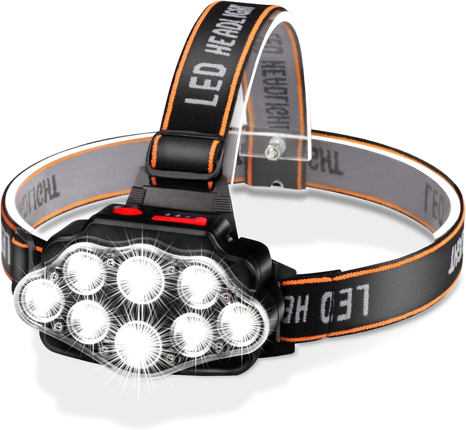 DAWINSIE Rechargeable Headlamp 8 LED 4 Modes IPX4 Waterproof