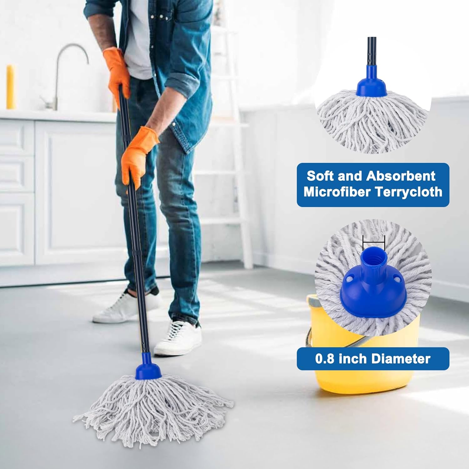 KeFanta Mop Heads Replacement 2Pcs with 08 Handle