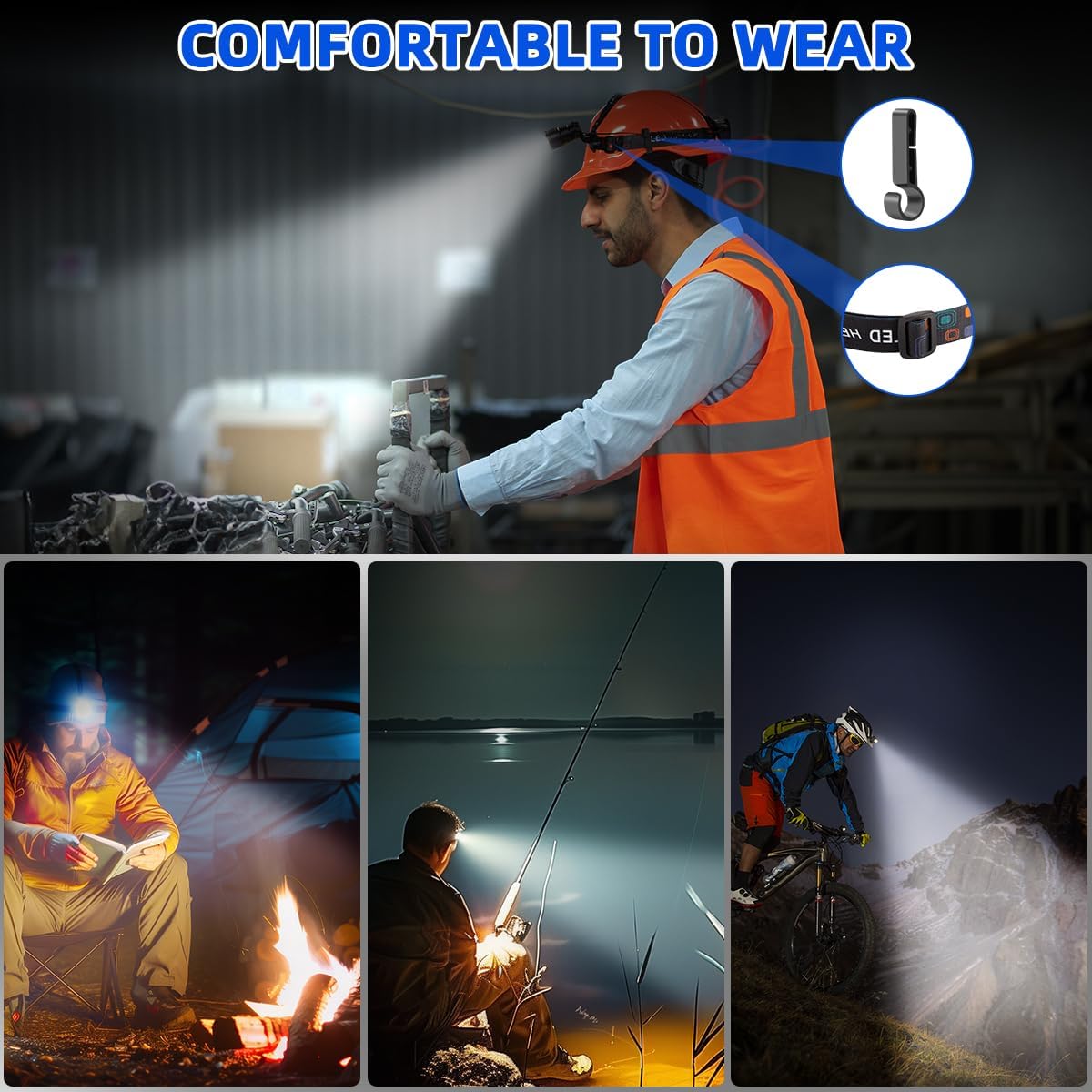 Rechargeable Headlamp 2Pack 990000LM Bright