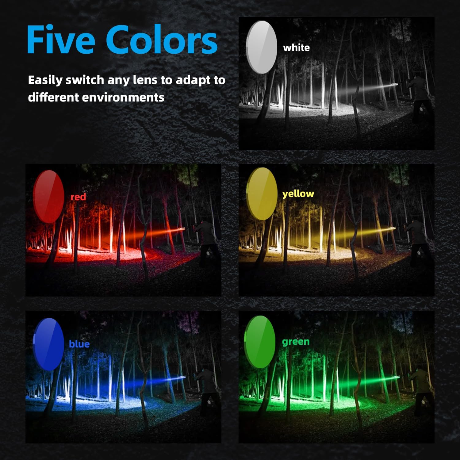 WINDFIRE Multicolor Rechargeable Headlamp 5 in 1 LED