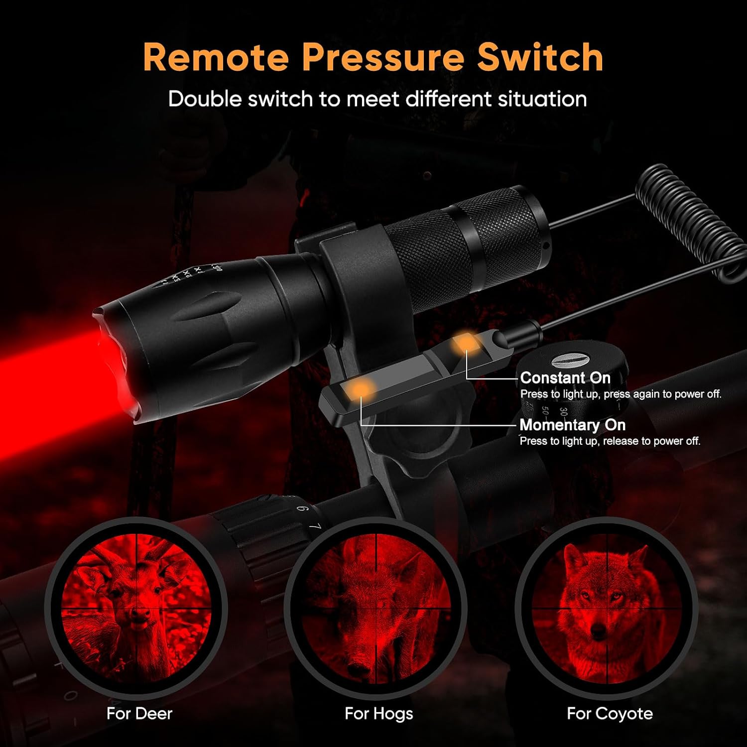 WINDFIRE High Power Red Light Headlamp Tactical Flashlight for Hunting