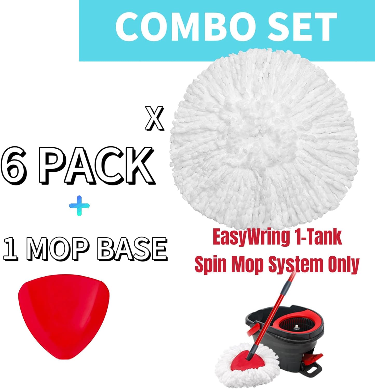 6-Piece Reusable Spin Mop Heads for EasyWring 1-Tank System