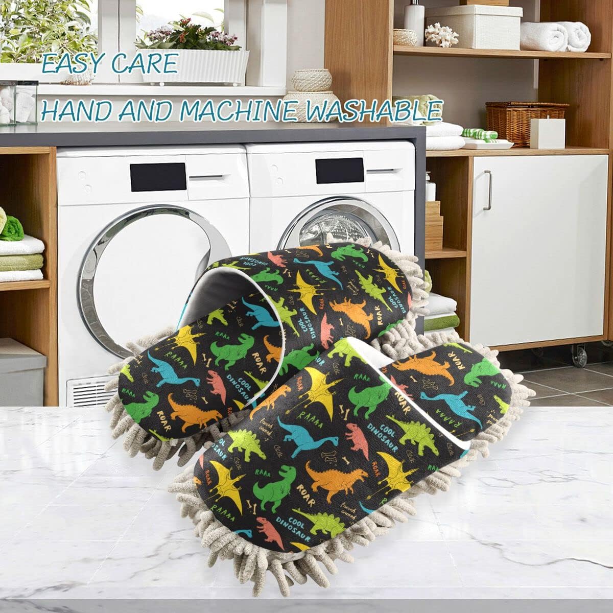 Stunning Dinosaurs Mop Slippers Functional and Fun for Home Office