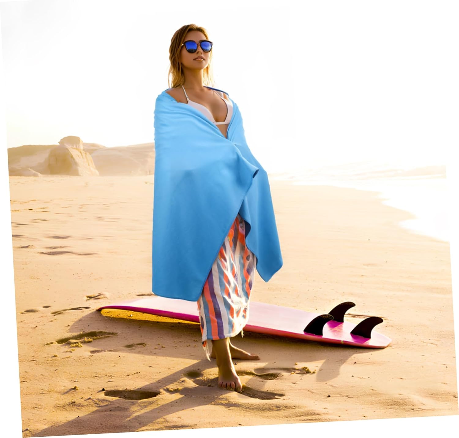 BESPORTABLE Large Quick Dry Towel Set for Beach Gym with Mesh Bag