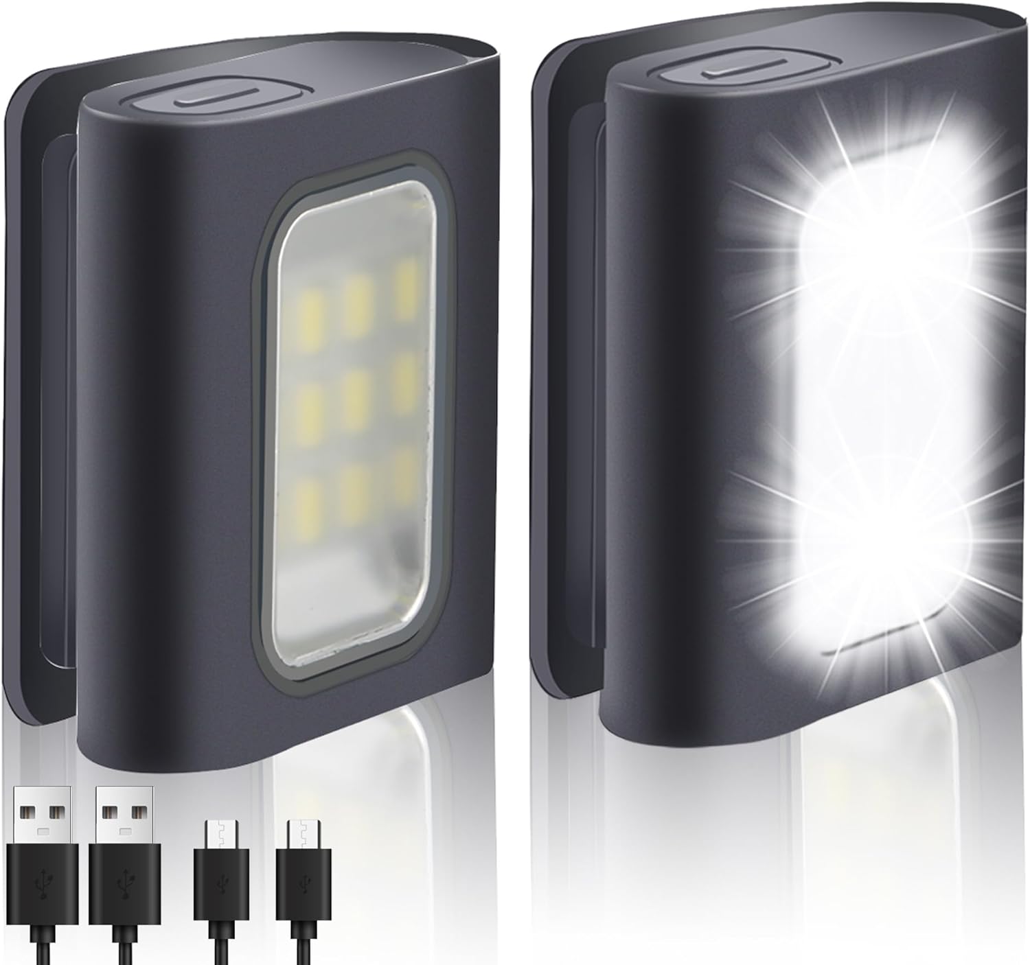 Reflective Running Lights 2Pack - Rechargeable Magnetic for Hiking Camping Safety