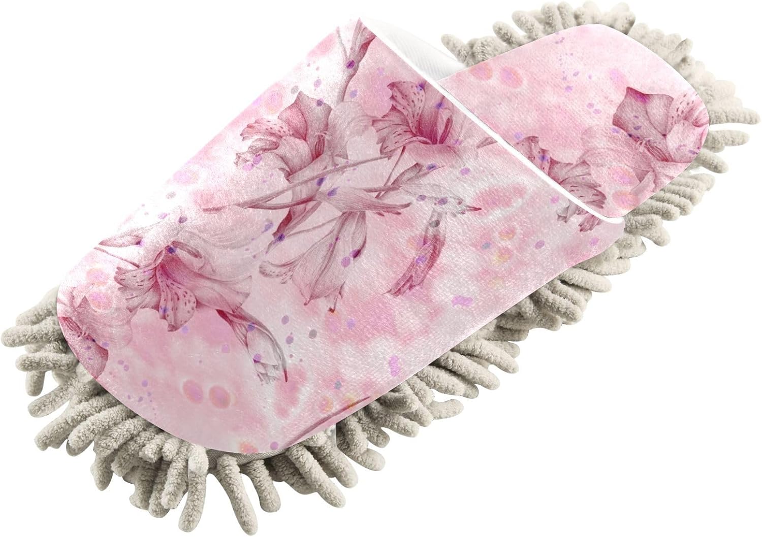 Kigai Microfiber Slippers for Perfect Floor Cleaning Pink Gladiolus Design