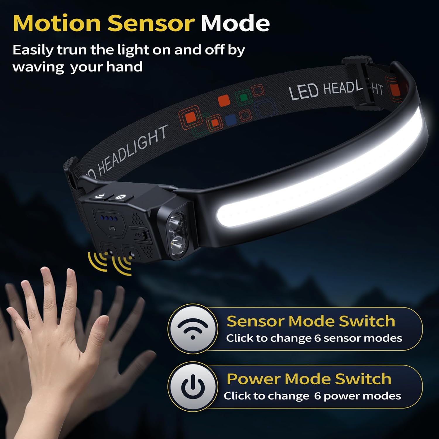 230 Wide Beam Headlamp Rechargeable During Camping or Hiking