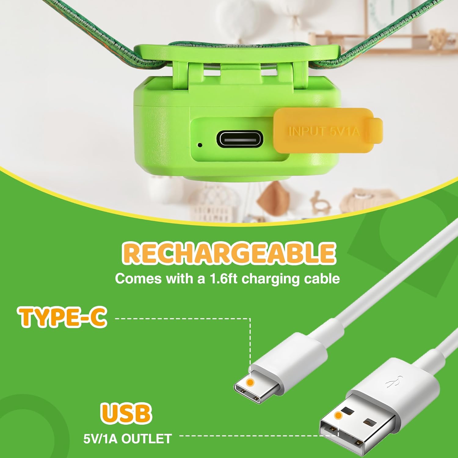 Bright Adjustable RGB Kids Headlamp for Camping More