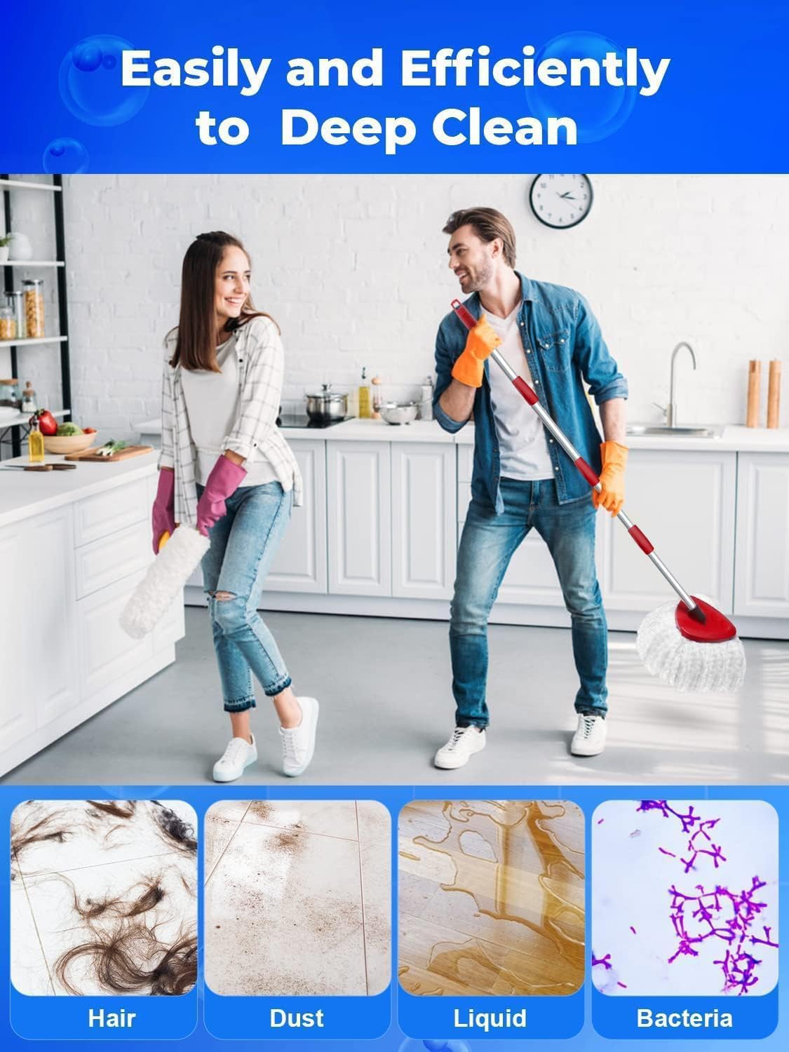 4-Piece Microfiber Mop Head Compatible with O-Cedar EasyWring