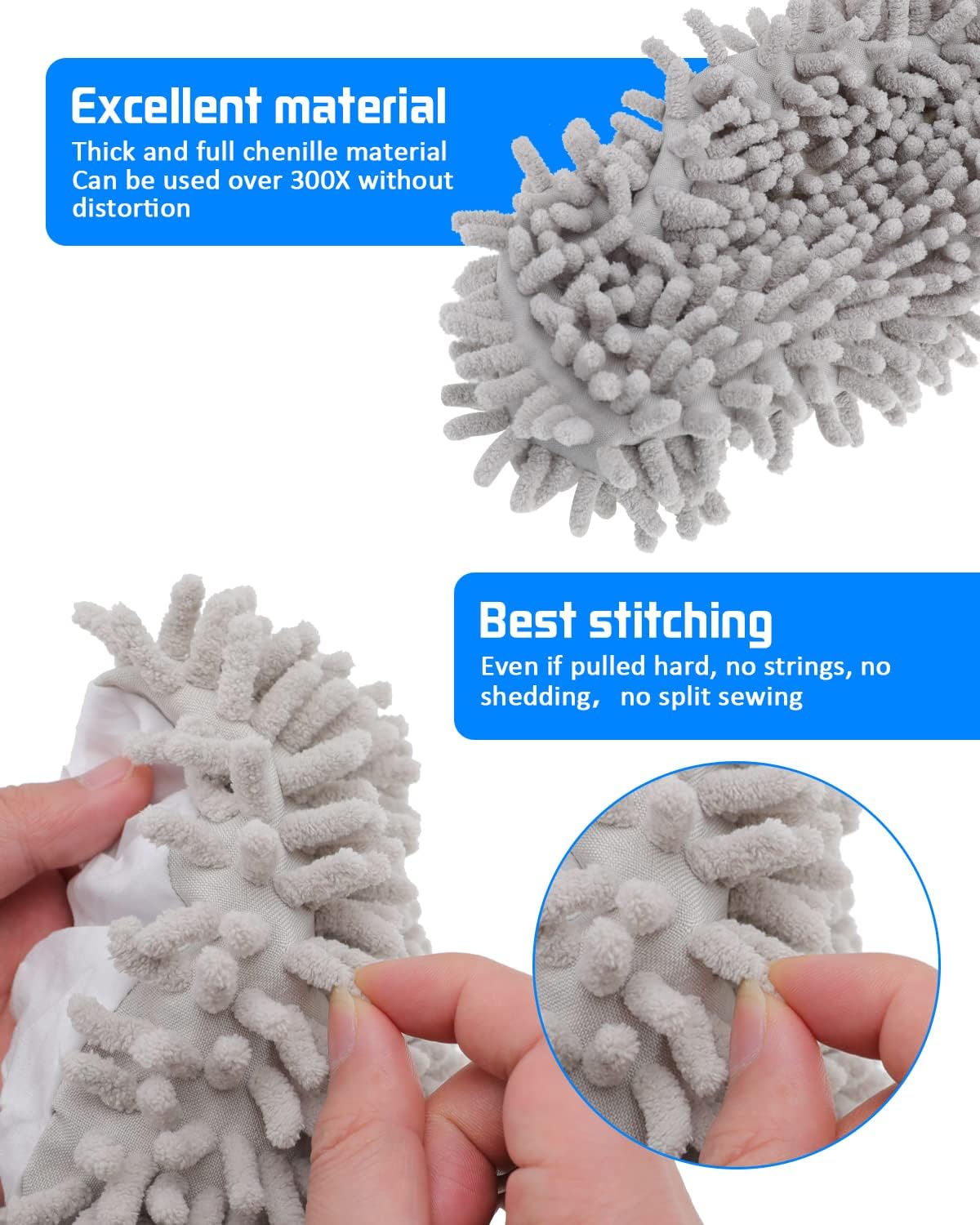8-Piece Mop Slippers Premium Microfiber Reusable Machine Washable
