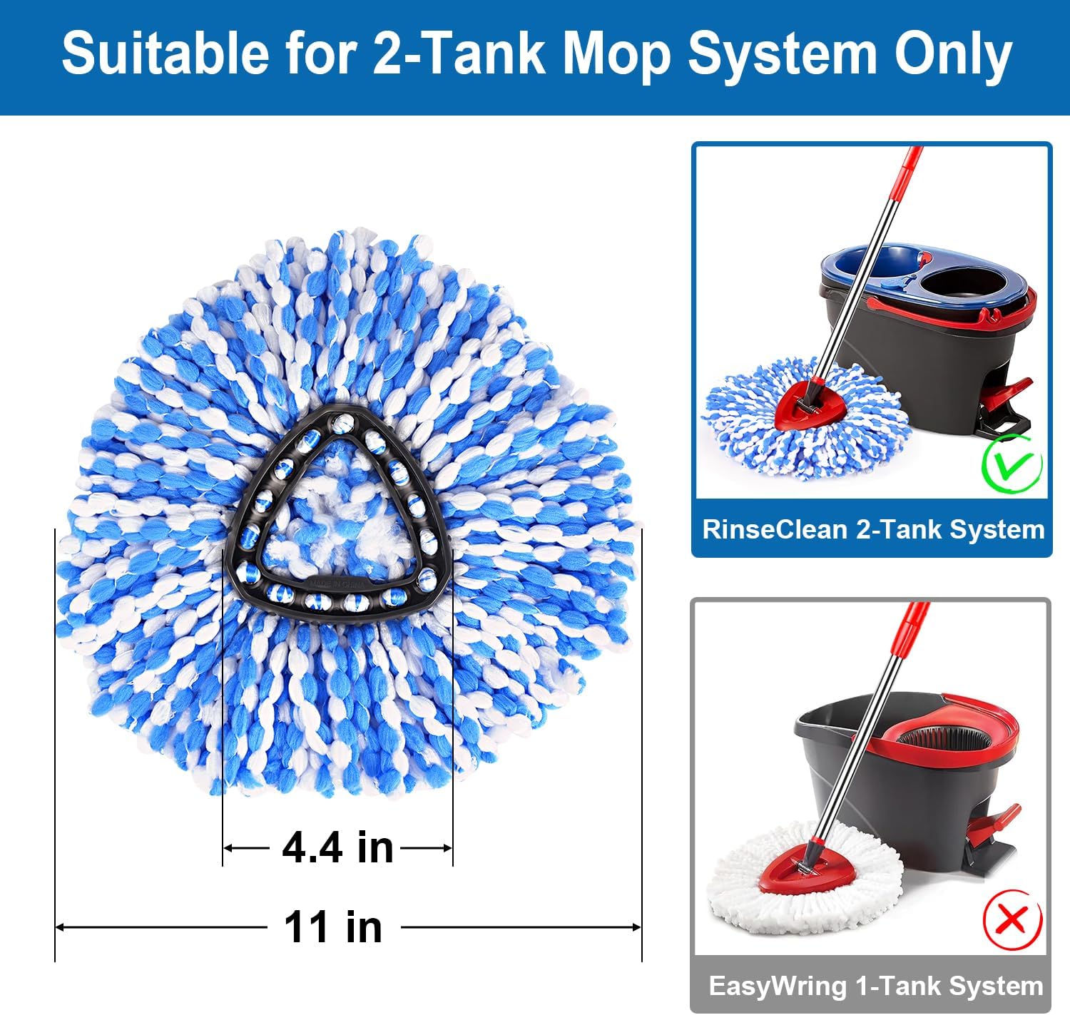 4-Pack Mop Replacement Heads for O Cedar RinseClean 2 Tank System