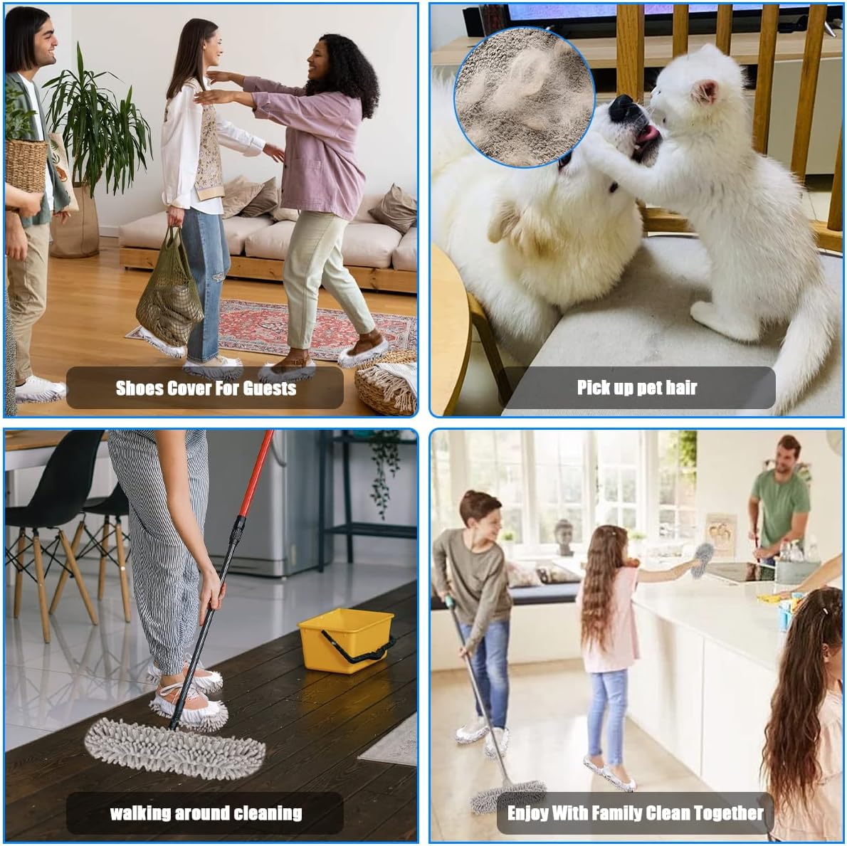 8-Piece Mop Slippers Premium Microfiber Reusable Machine Washable