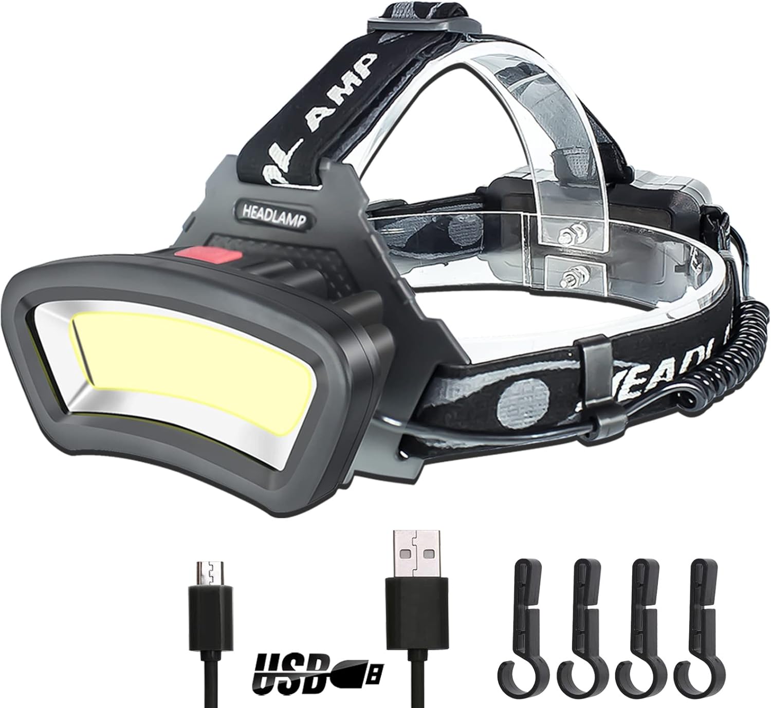 DARKBEAM Rechargeable Headlamp with COB Light and Red Strobe 2000 Lumen