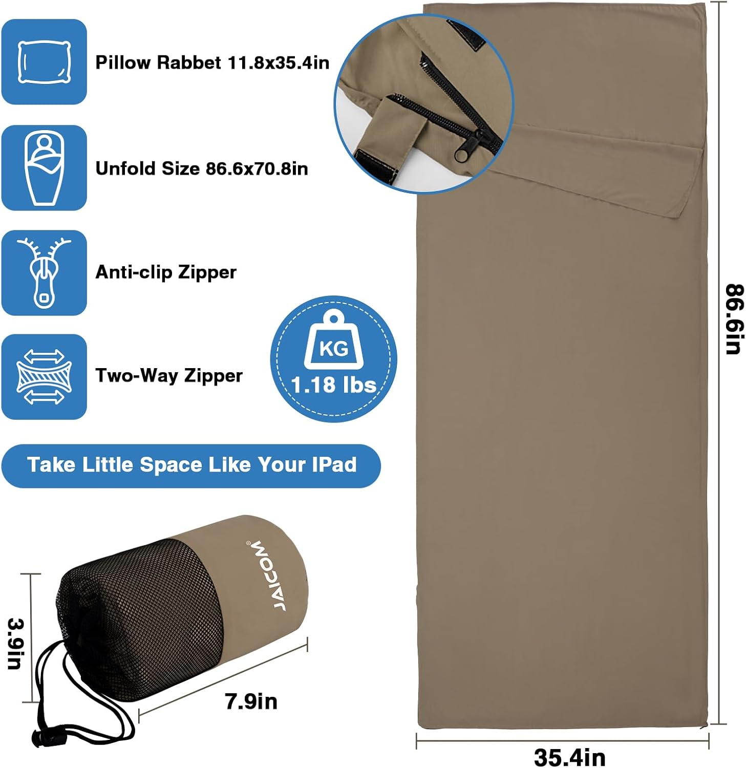 Relaxed Comfortable Ultra-Light Travel Sleeping Bag Liner