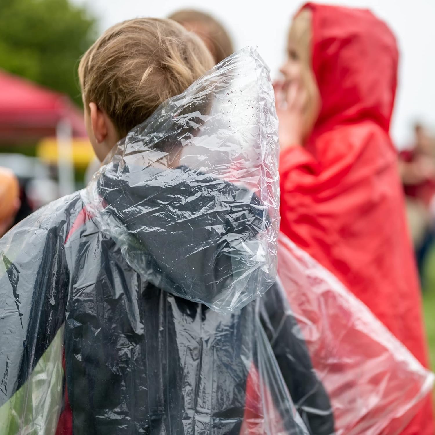 Juvale 10-Pack Disposable Rain Ponchos for Kids - Clear