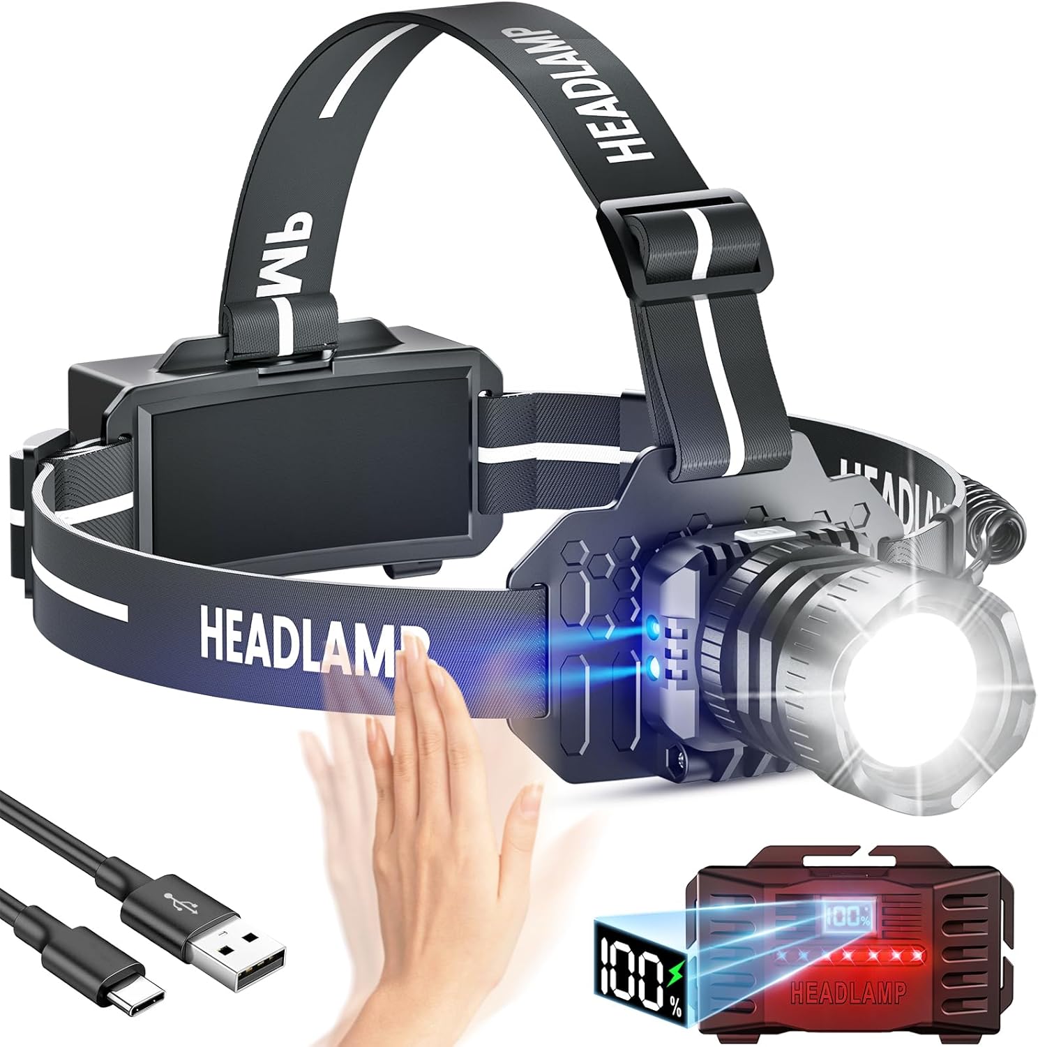 ogsdeco Rechargeable Headlamp 150000LM