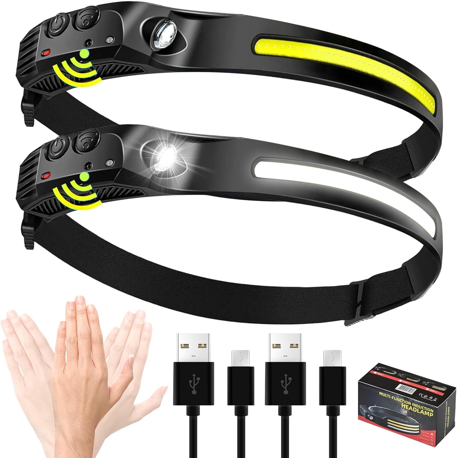 Long-Lasting Rechargeable Headlamp with 230 Beam for Camping Running Fishing