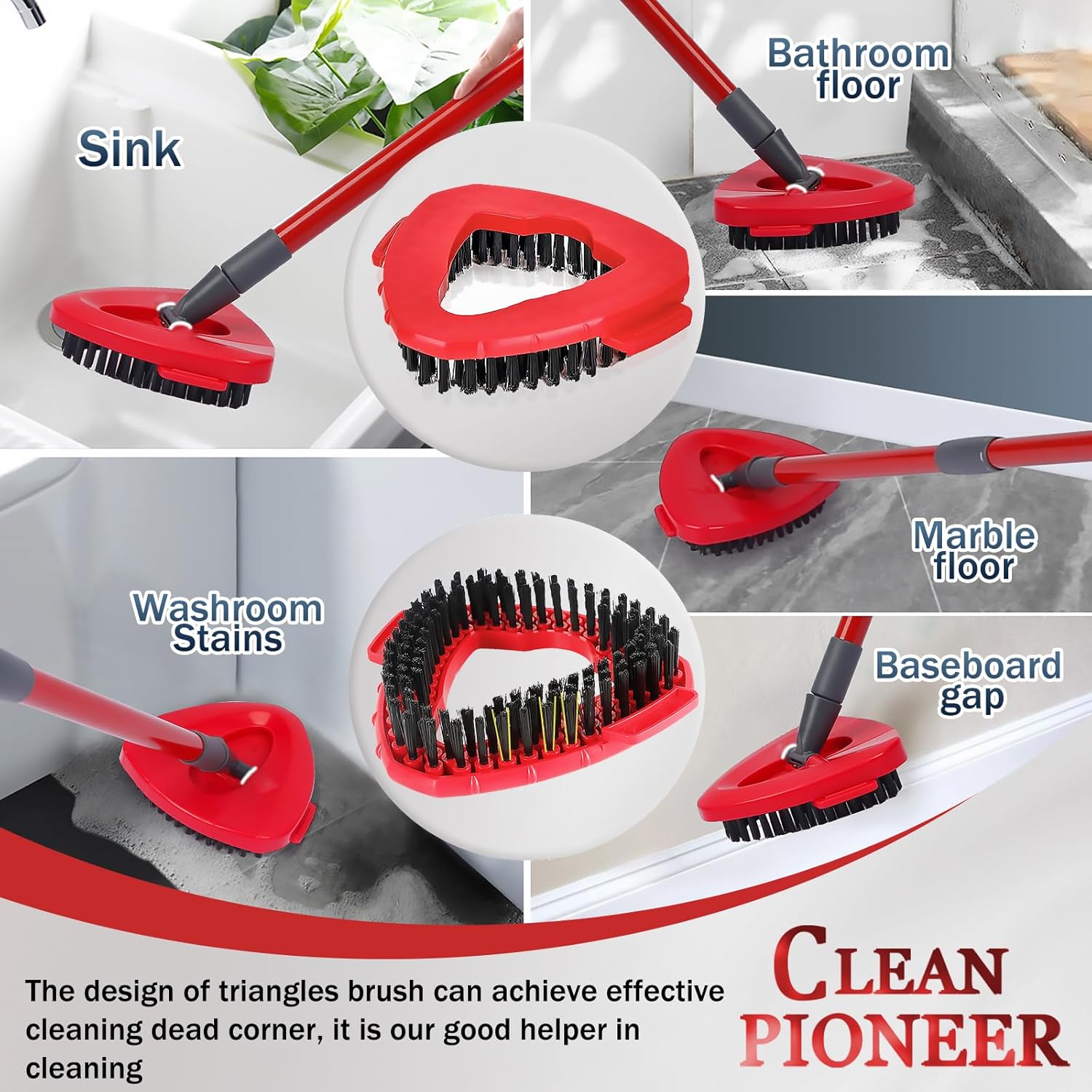 2-Piece Spin Scrub Brush for Tiles Easy to Clean and Durable