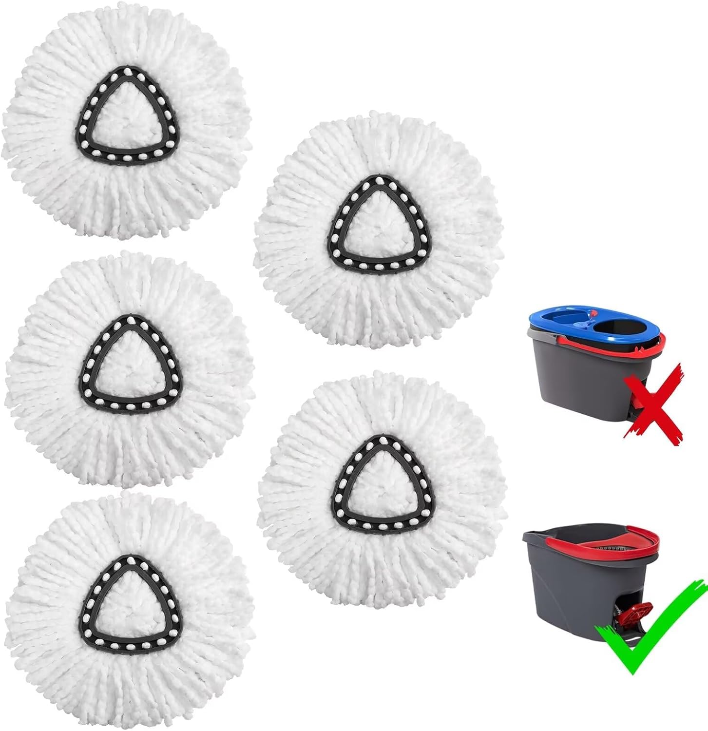 5-Pack Mop Replacement Heads for Easy Wring Spin Mop - Durable Effective