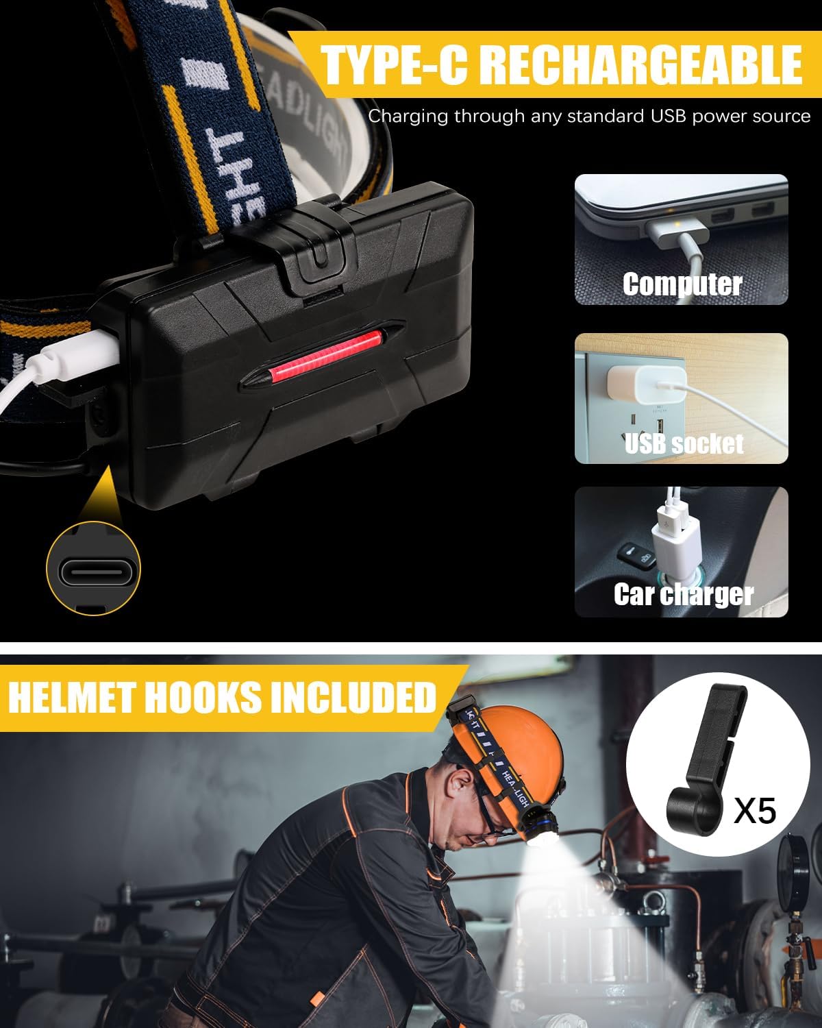 8 LED Rechargeable Headlamp