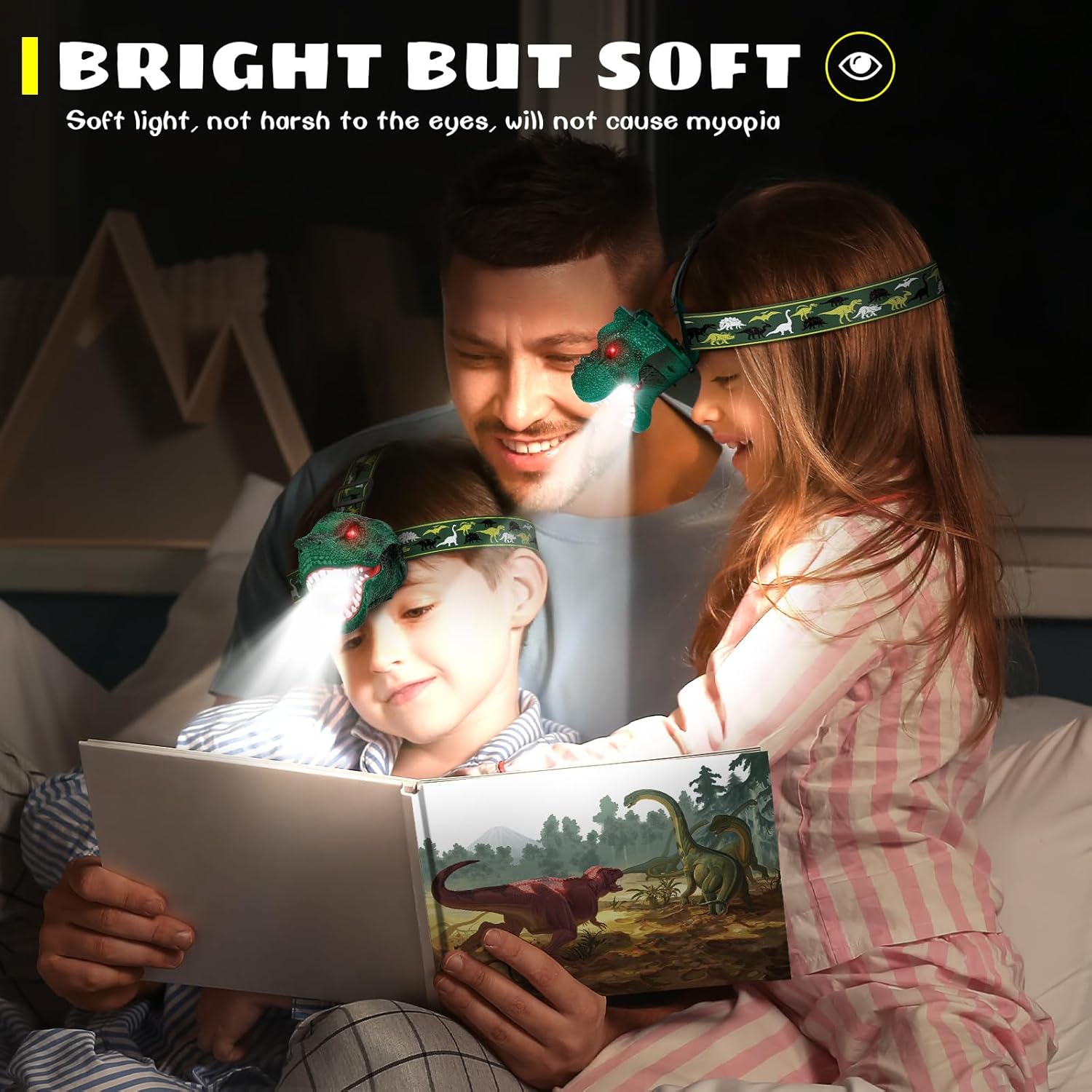Adjustable Dinosaur Headlamp for Kids