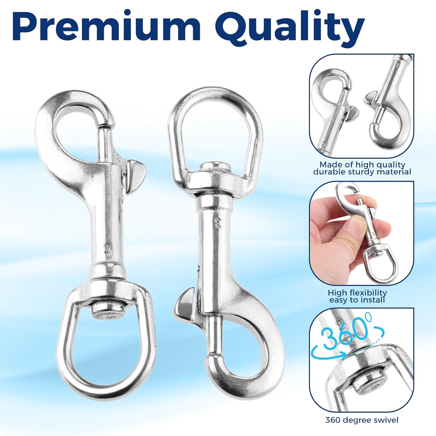 Durability 316 Stainless Steel Swivel Snap Hook