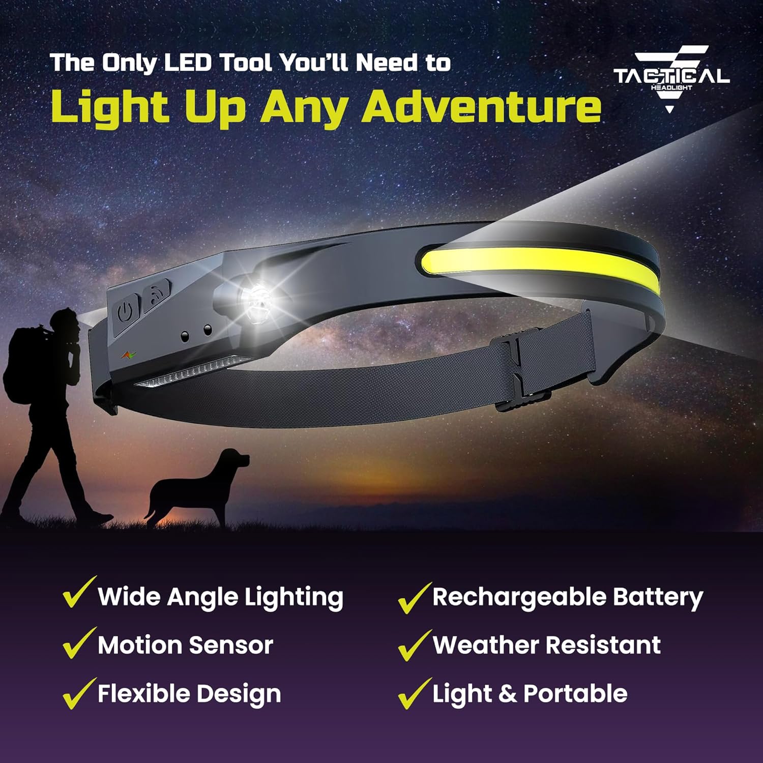 Tactical Headlamp 230 Beam Recharged with 350 Lumens IPX4 Waterproof