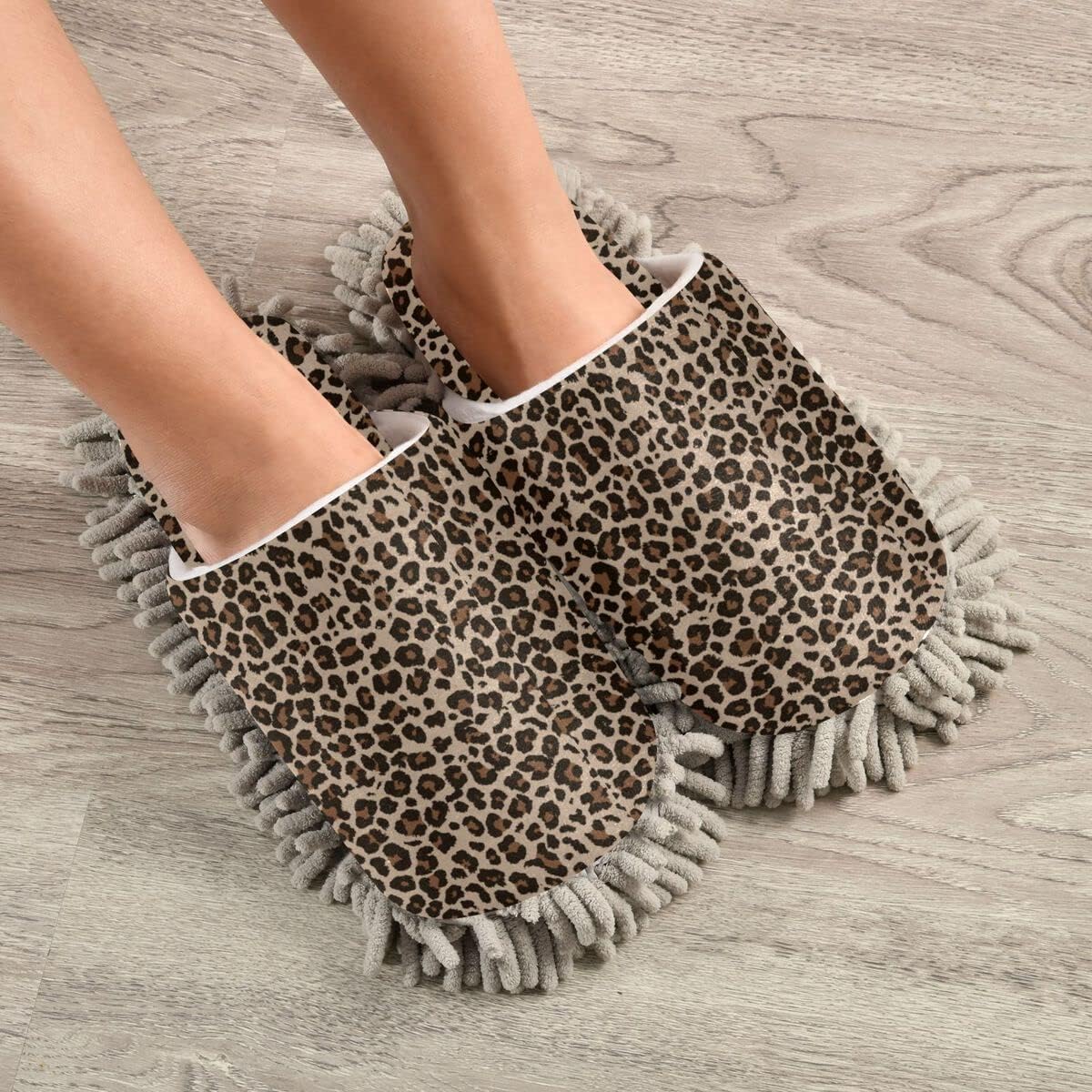 Leopard Mop Slippers for Floor Cleaning