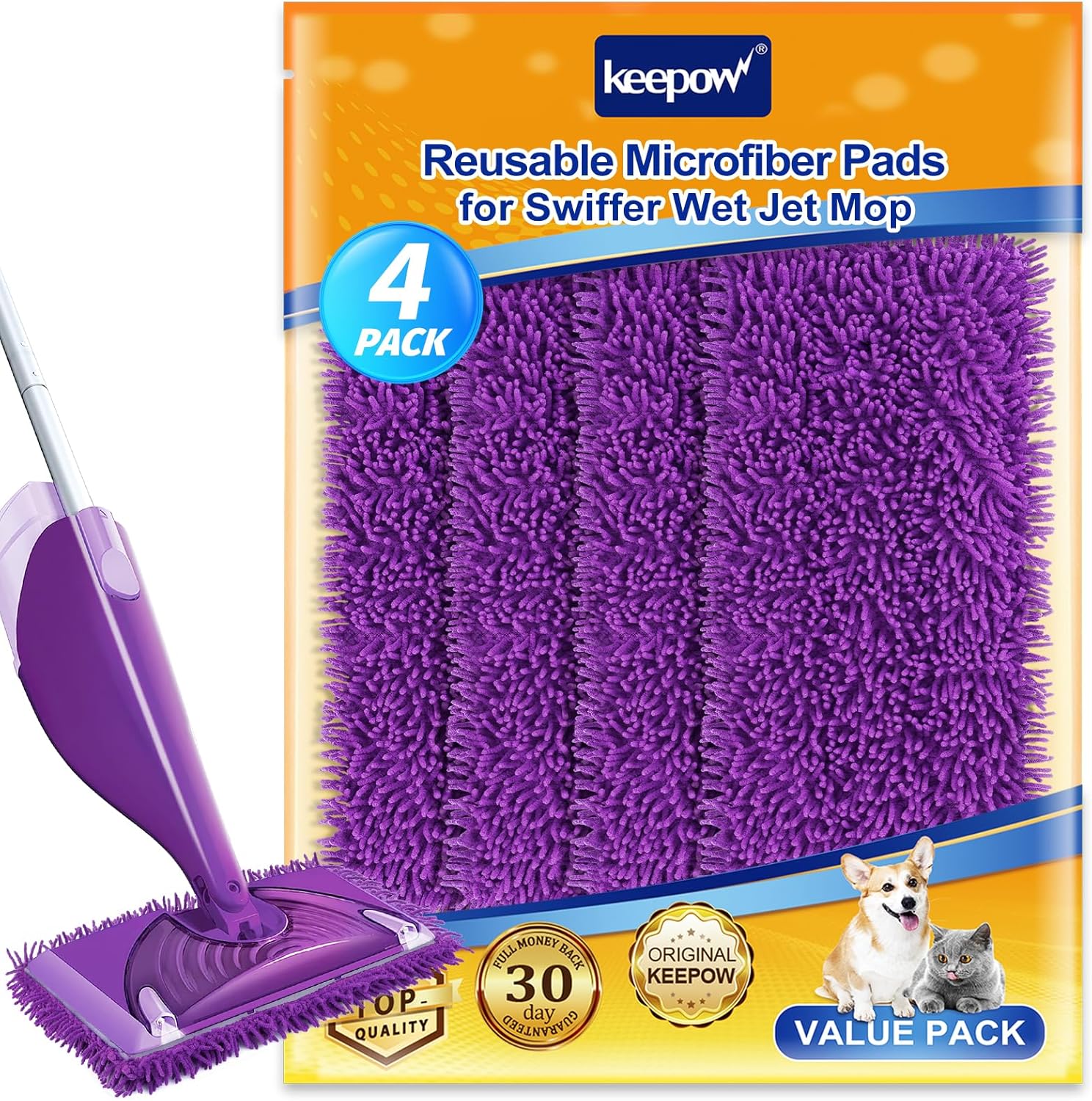 Premium Microfiber Mop Pads - Compatible with Swiffer WetJet for Reusable Cleaning