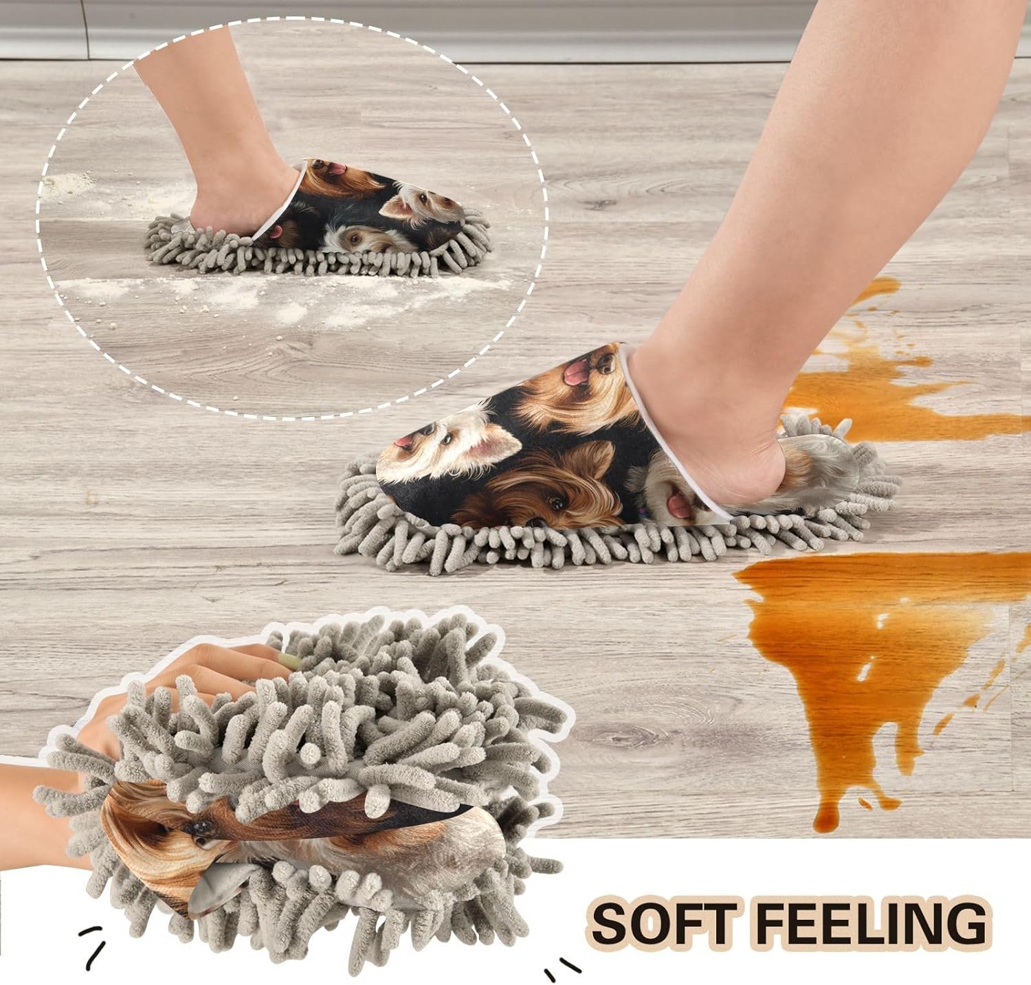 Microfiber Floor Cleaning Slippers for Men Women