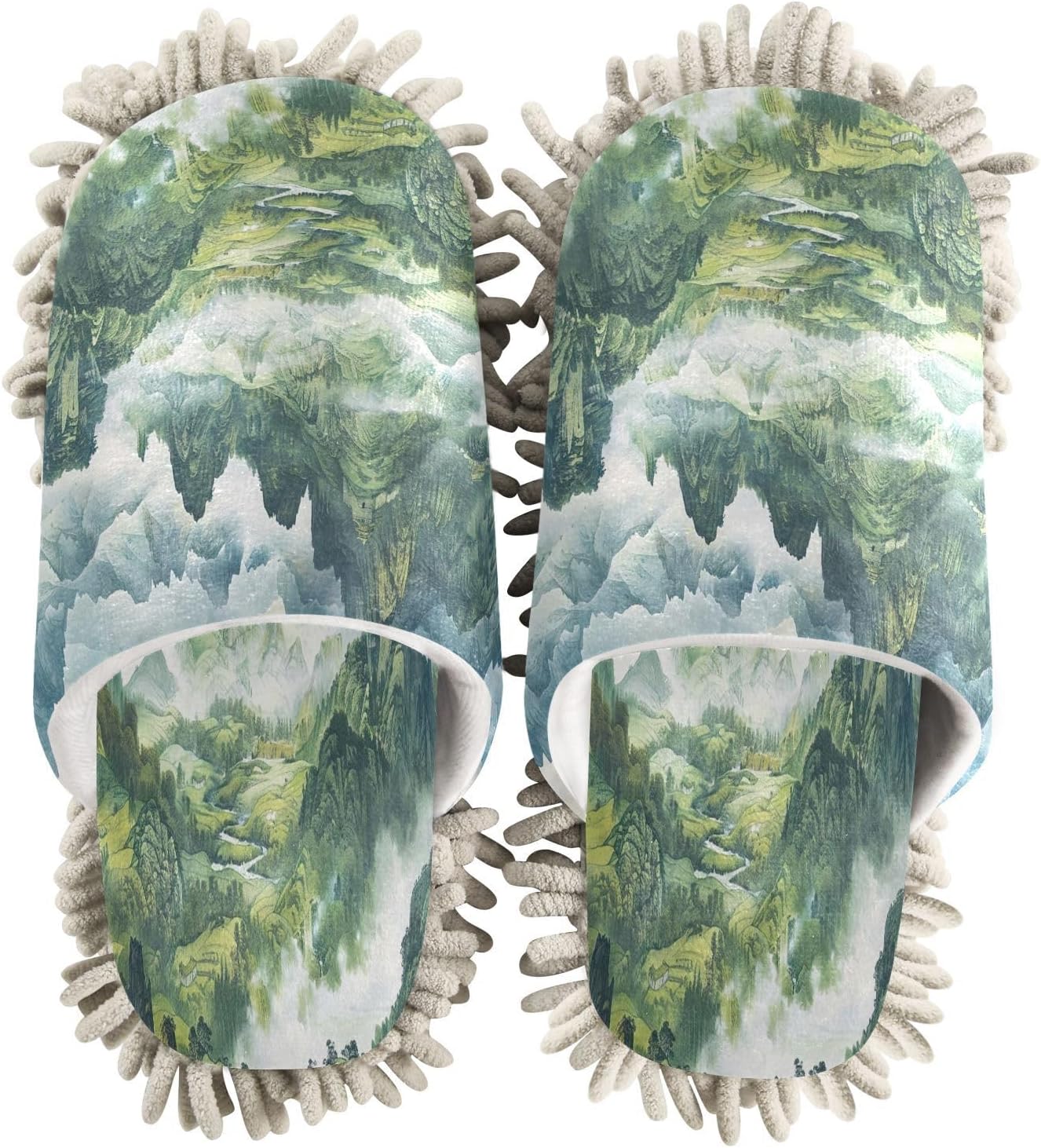 Zhirexin Dark Green Cleaning Mop Slippers