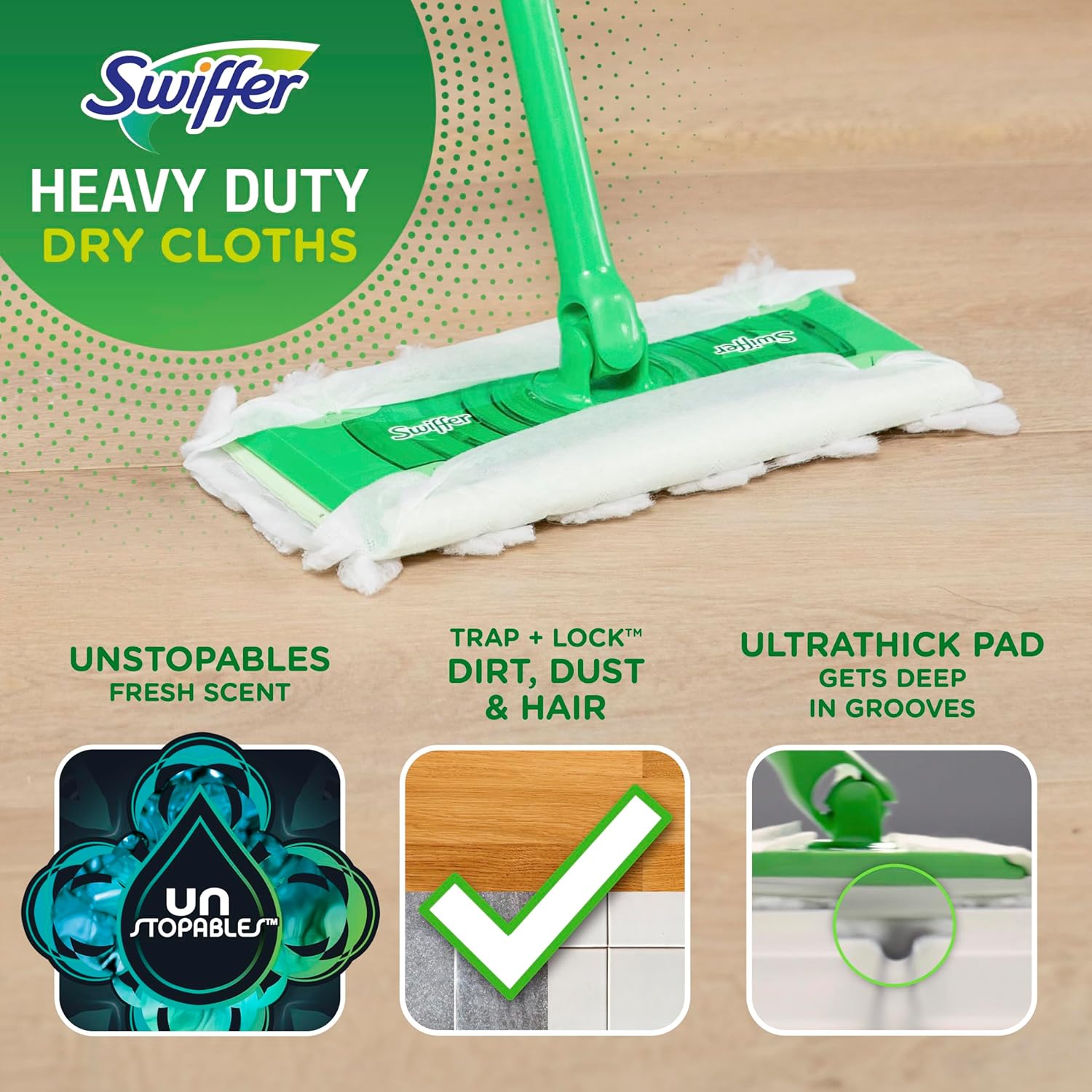 Swiffer Sweeper Heavy Duty Dry Multi-Surface Cloth Refills