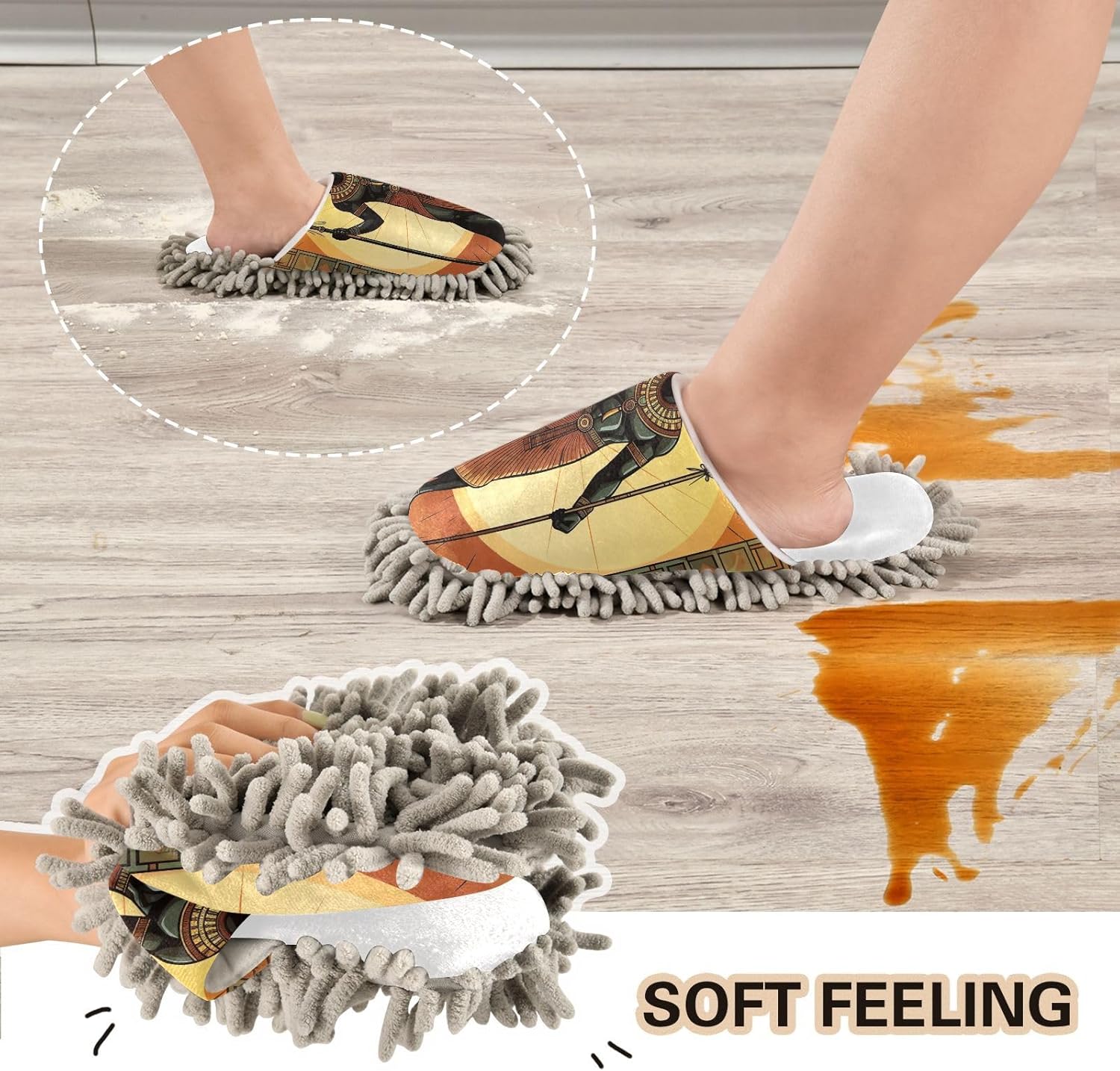 Cozy White Anubis Mop Slippers for Easy Cleaning at Home