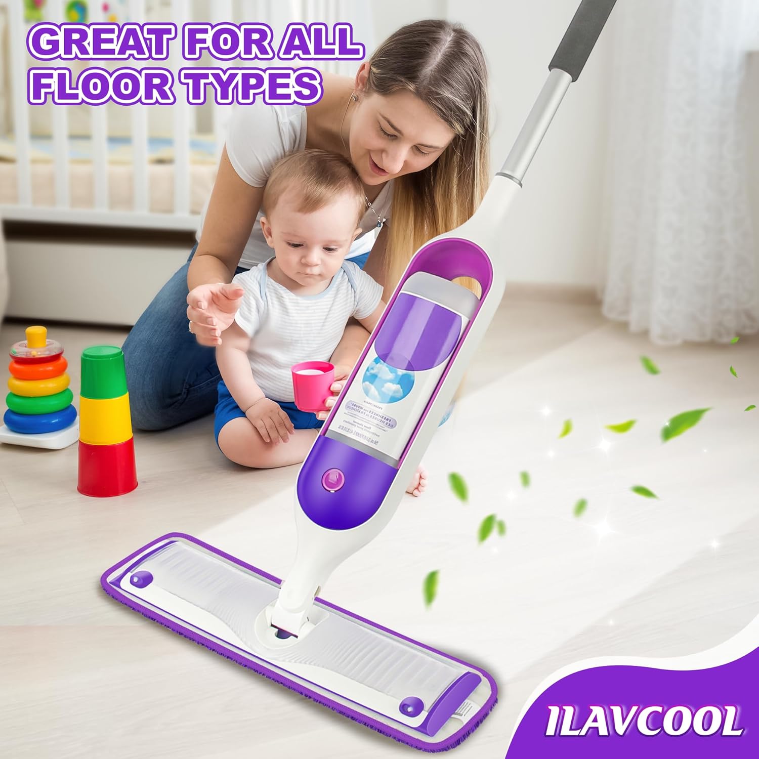 ILAVCOOL Reusable Mop Pads for Swiffer PowerMop 4-Pack