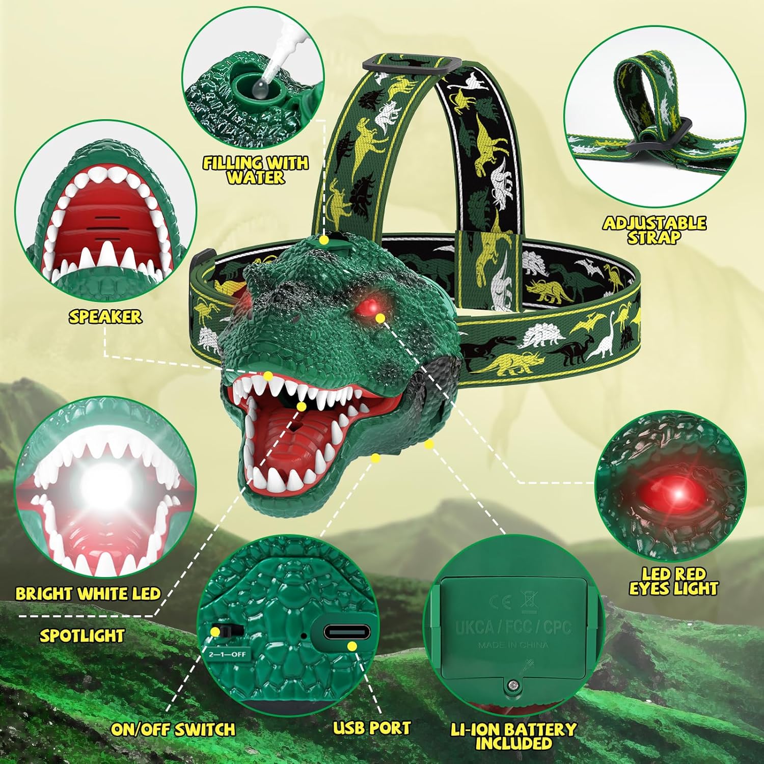 Spray Dinosaur Headlamp 2-Pack